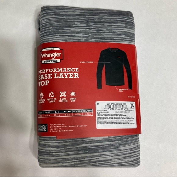 NWT Wrangler Workwear Men Grey Performance Base Layer Top Shirt Size Medium - Picture 4 of 5